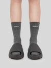 Grey Washed Frayed Embroidered Logo Socks