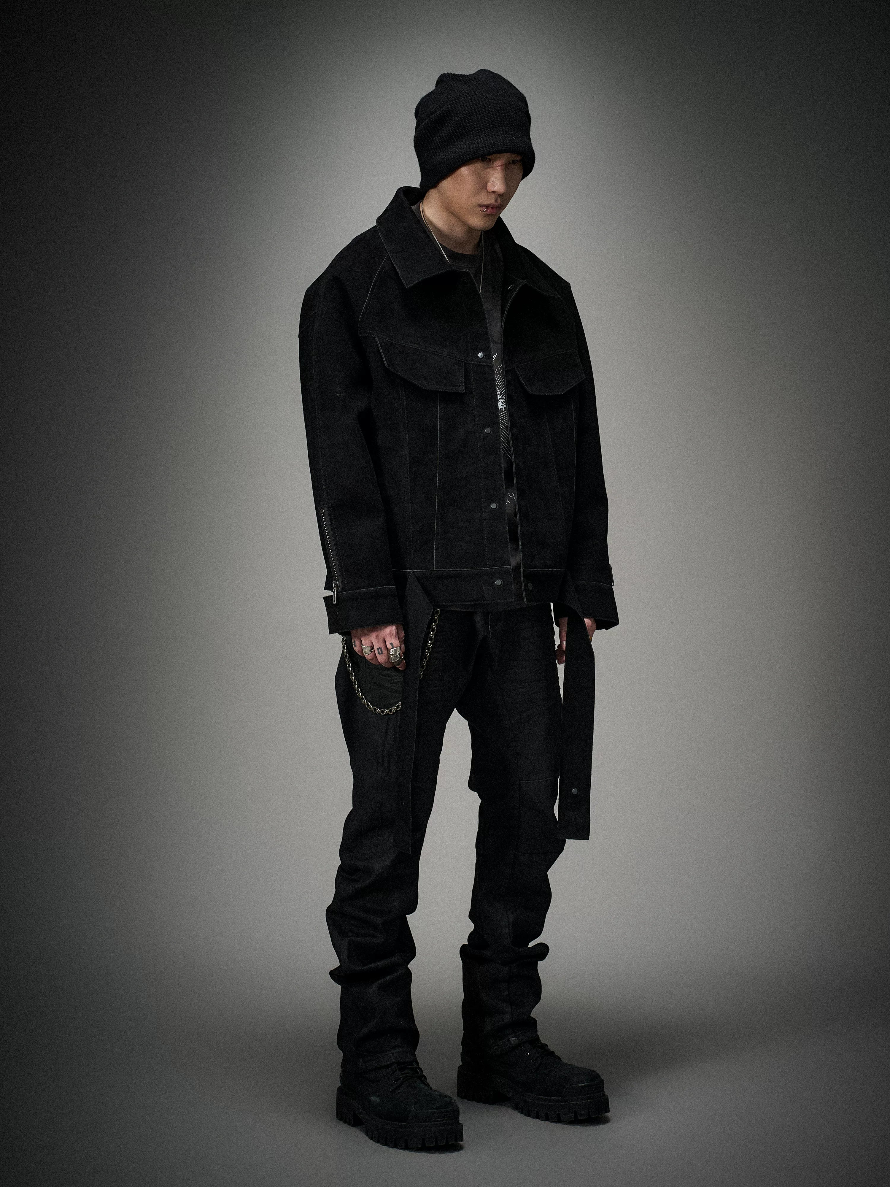 Oversized Raglan Suede Ribbon Jacket