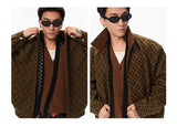 Patchwork Collar Plaid Coat