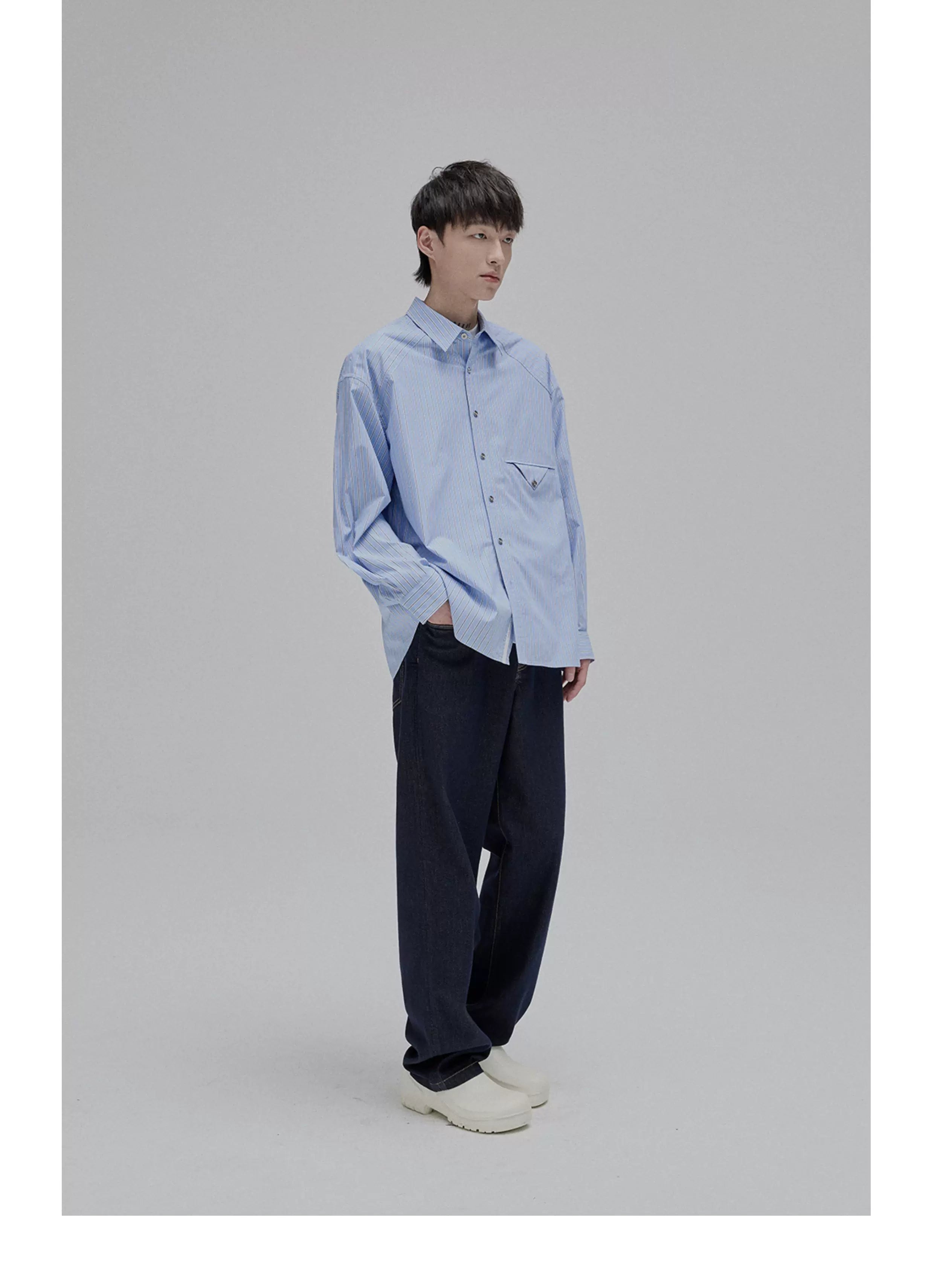 Blue White Striped Pocket Shirt