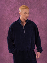 Men's Zip Stand Collar Corduroy Sweatshirt
