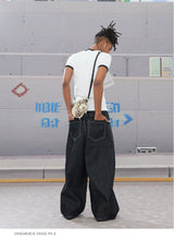 Baggy Curved Raw Denim Jeans
