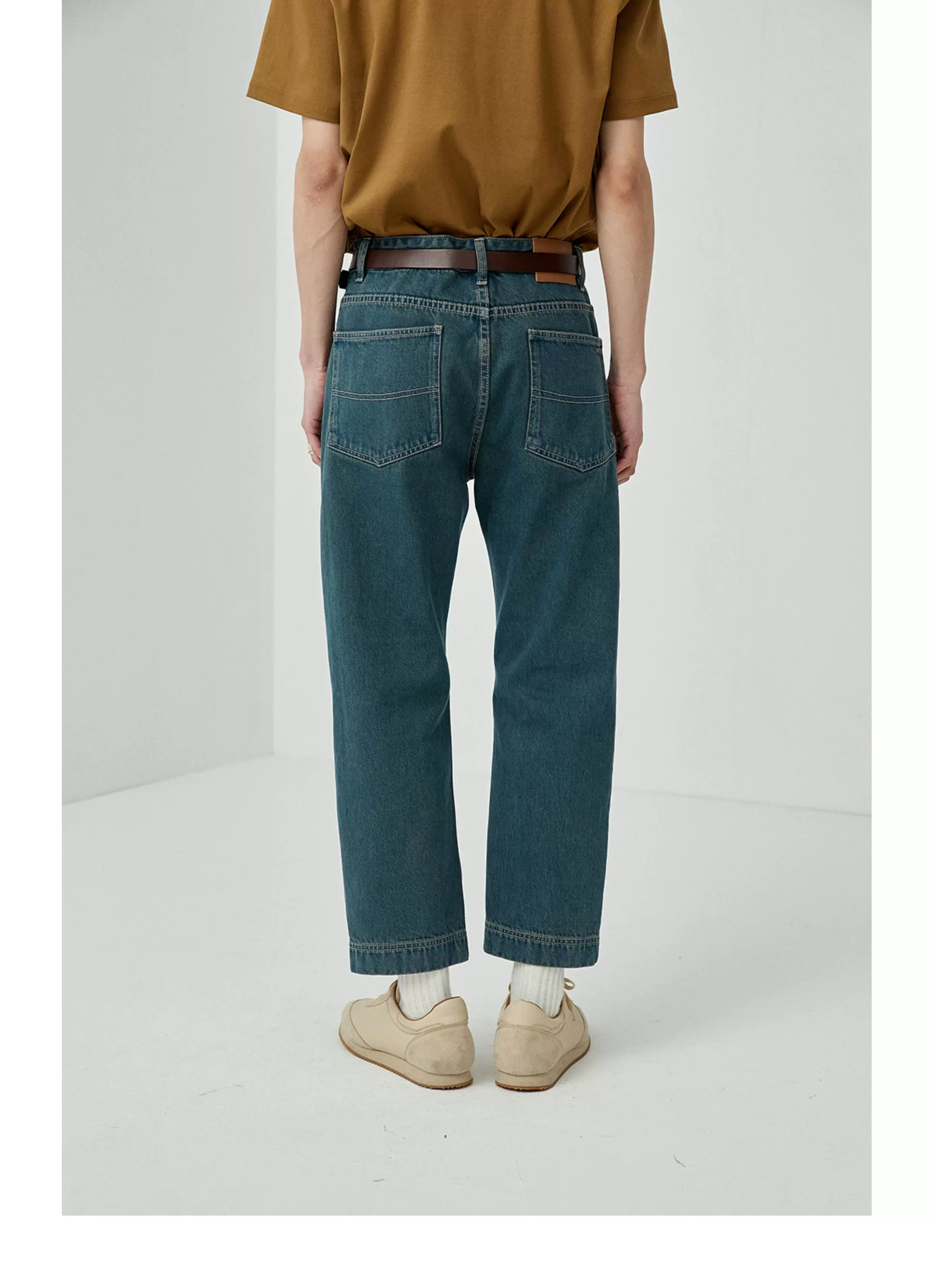 Vintage Washed Straight Ankle Jeans