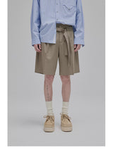 Draped Drawstring Wide Shorts