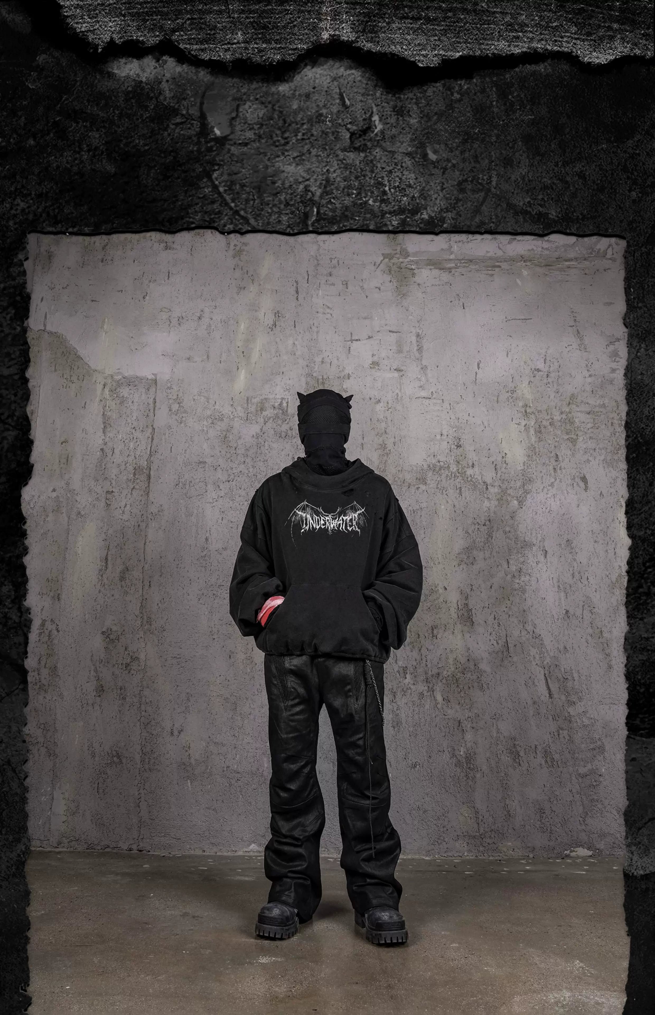 Distressed Printed Hellbound Wing Hoodie