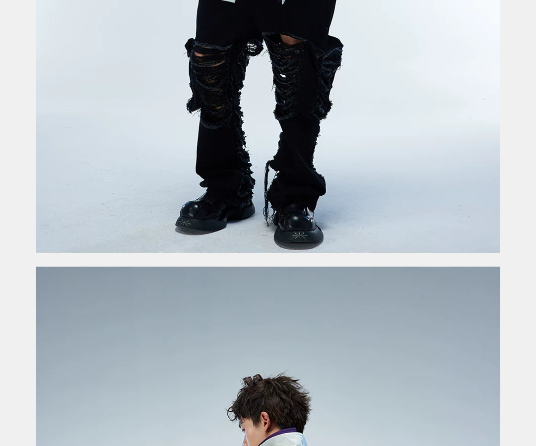 Couple's Loose Color-block Three-layer Collar Coat