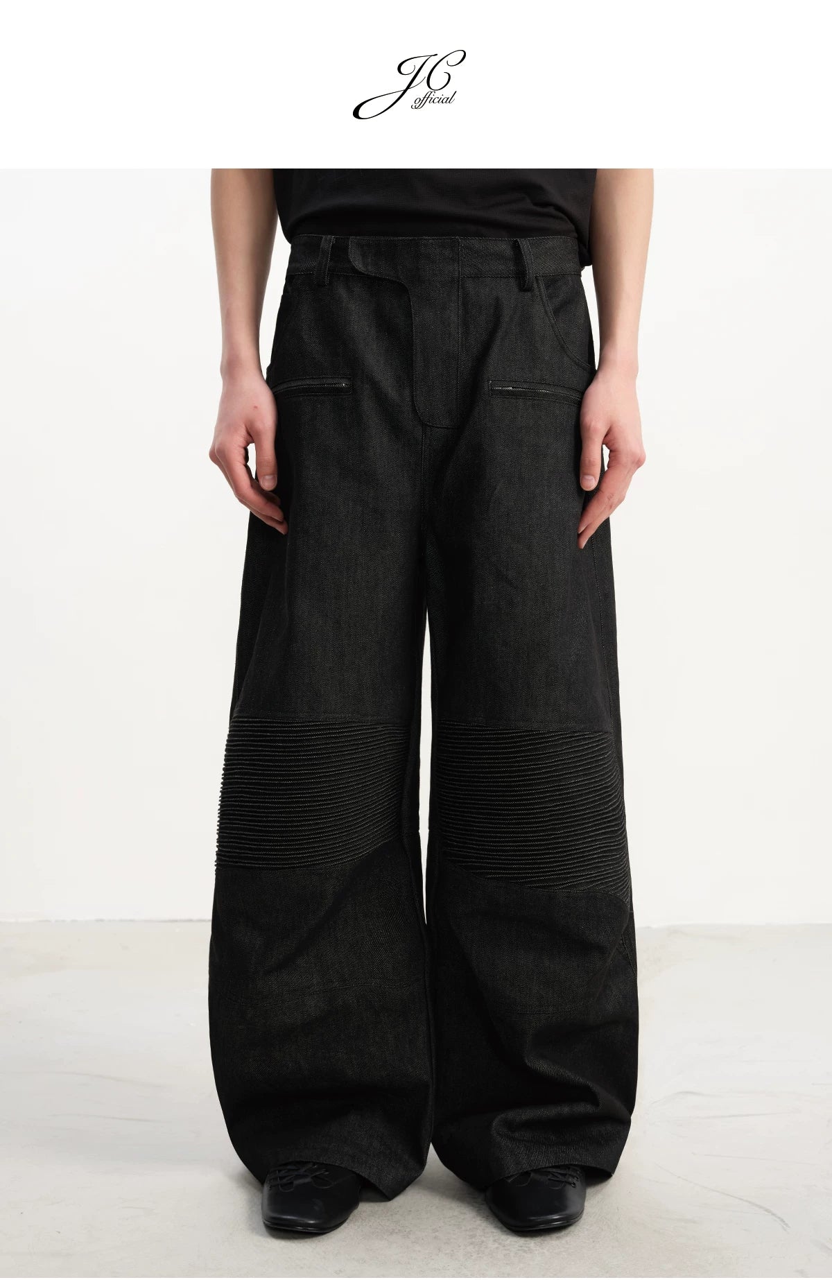 Washed Wide Leg Straight Denim Jeans