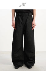 Washed Wide Leg Straight Denim Jeans