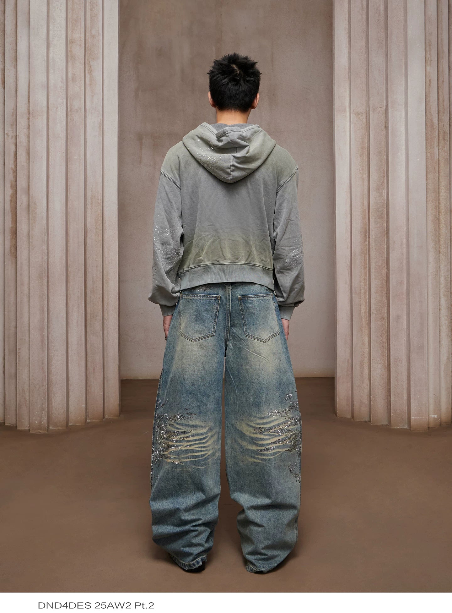 American Washed Rhinestone Straight Leg Jeans