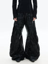 Dark Wrinkle Drawstring Wide Leg Pants