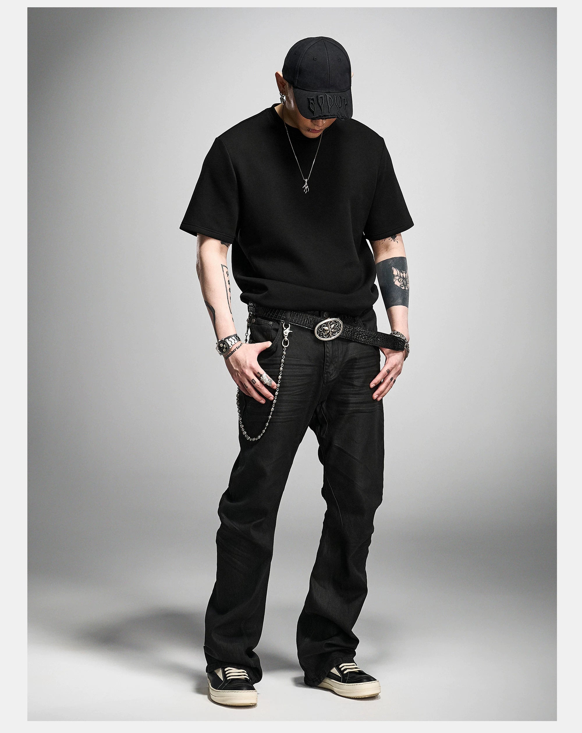 Black Boxy Short Sleeve Modal Tee
