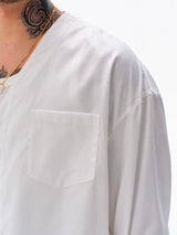 Embossed Vintage V-Neck Oversized Shirt
