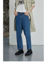 Vintage Washed Distressed Straight Cropped Jeans