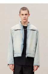 Yellow Mud Washed Denim Harrington Jacket