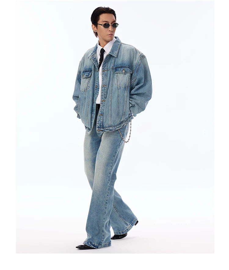 Structured Heavy Wash Denim Jacket