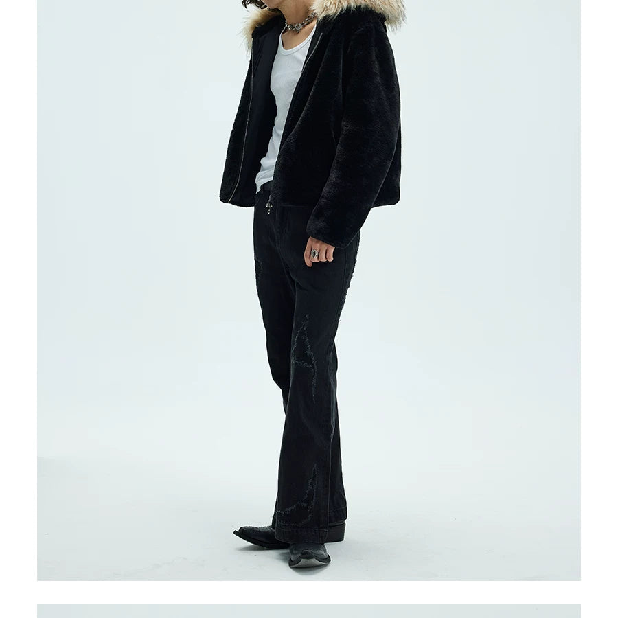Detachable Fur Collar Fleece Hooded Coat