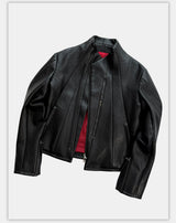 Asymmetric Wild Cowhide Leather Jacket