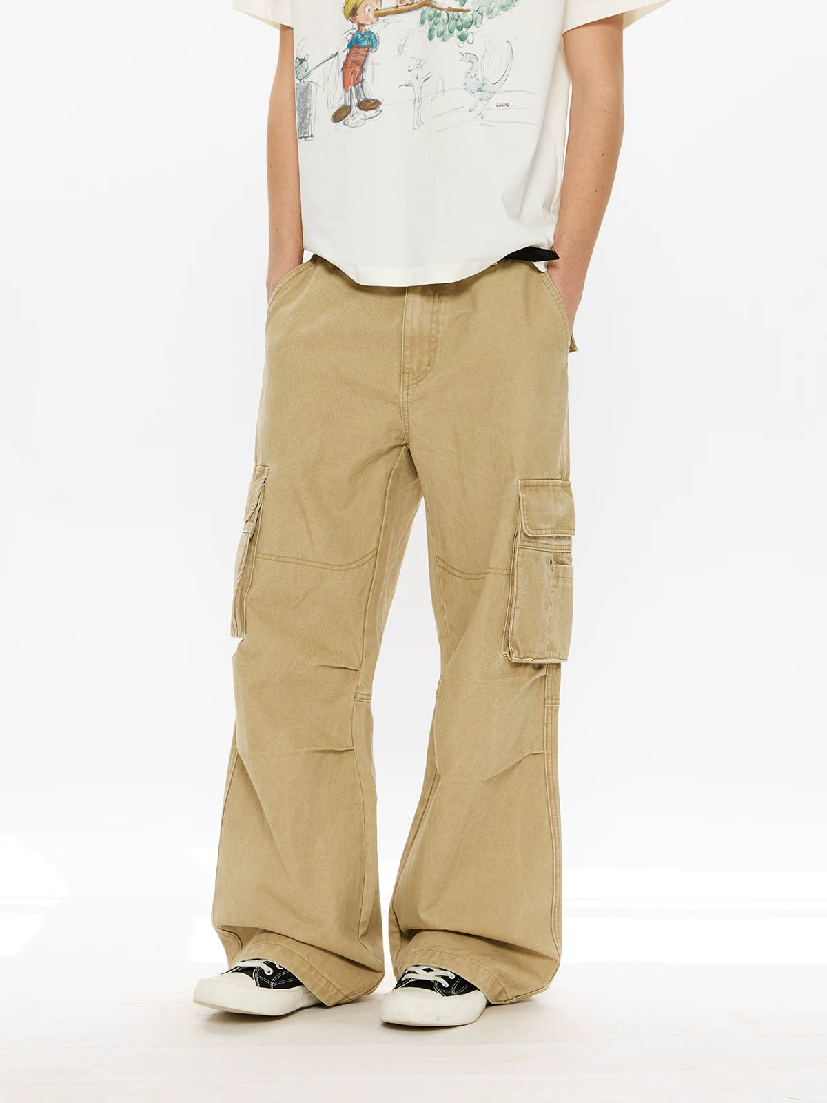 Men's Loose Brushed Cotton Cargo Pants
