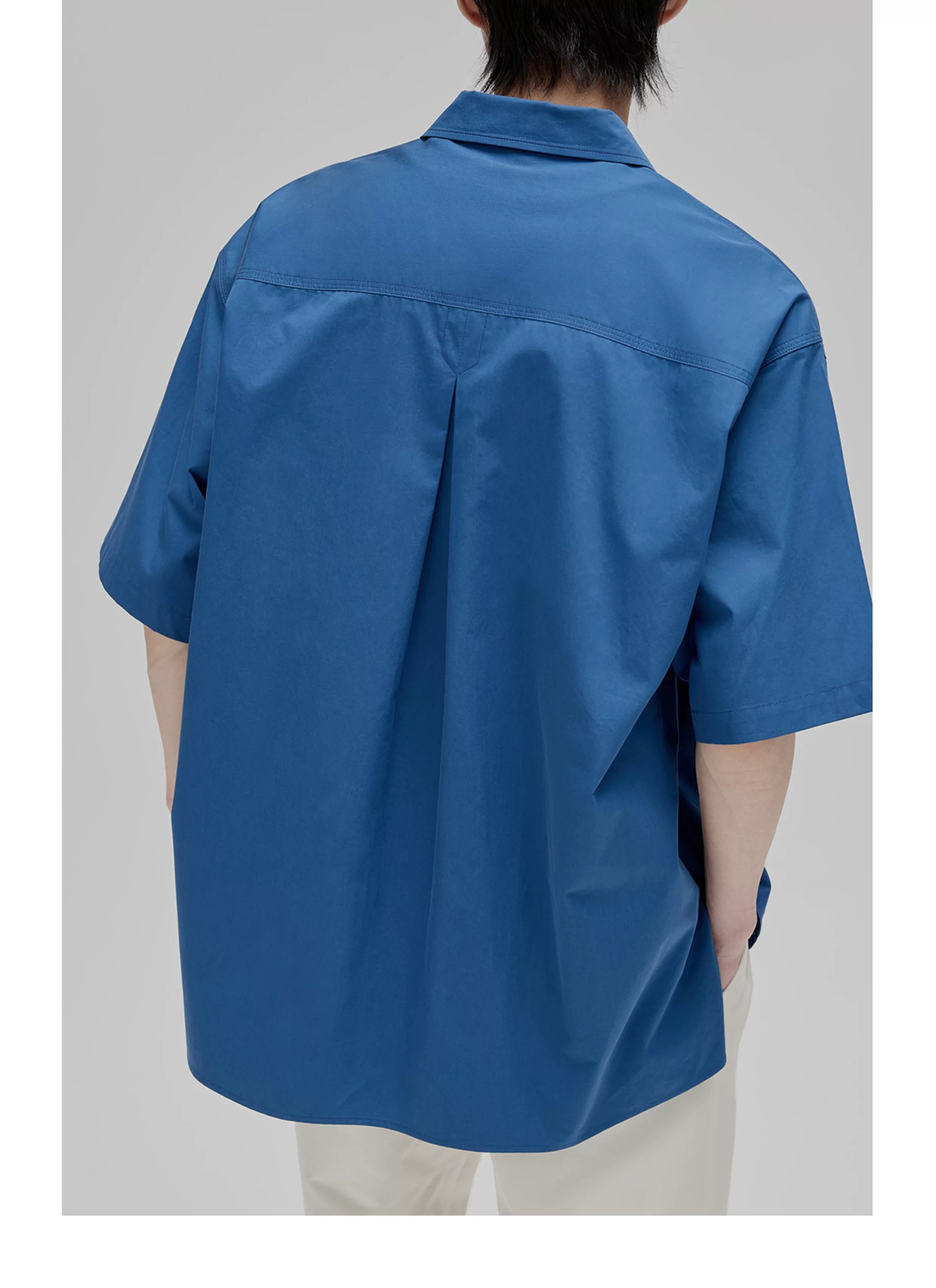 Short Sleeve Square Neck Cotton Shirt