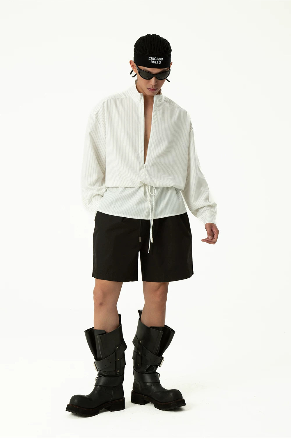Men's White Striped Long Sleeve Shirt