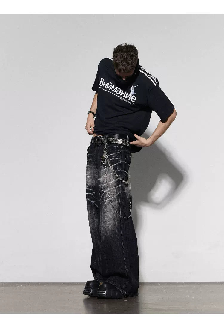 American Vintage Washed Distressed Baggy Jeans