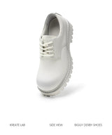 Distressed White Suede Platform Derby Shoes