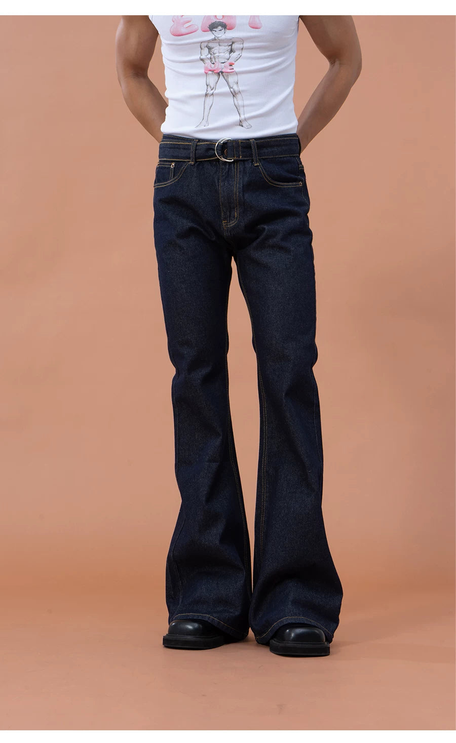 Men's Dark Blue Slim Flared Jeans