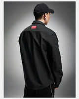 Long Sleeve Ribbed Point Collar Shirt