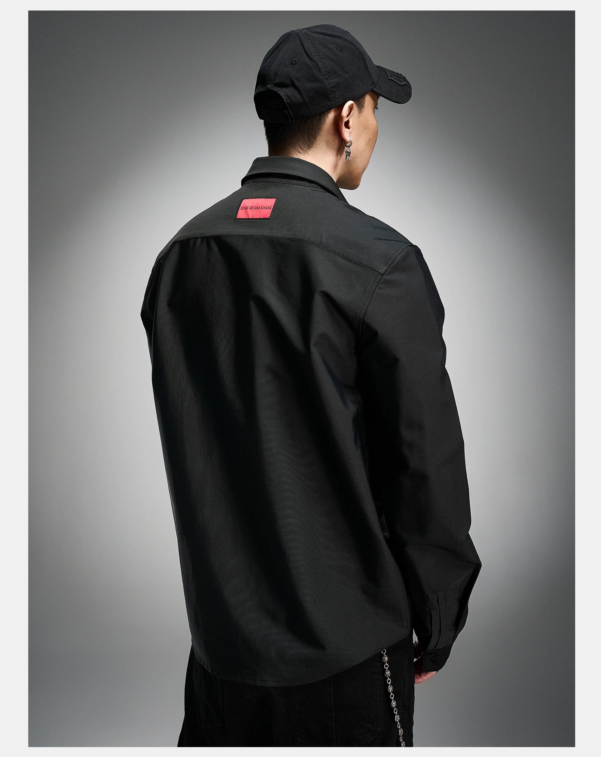 Long Sleeve Ribbed Point Collar Shirt
