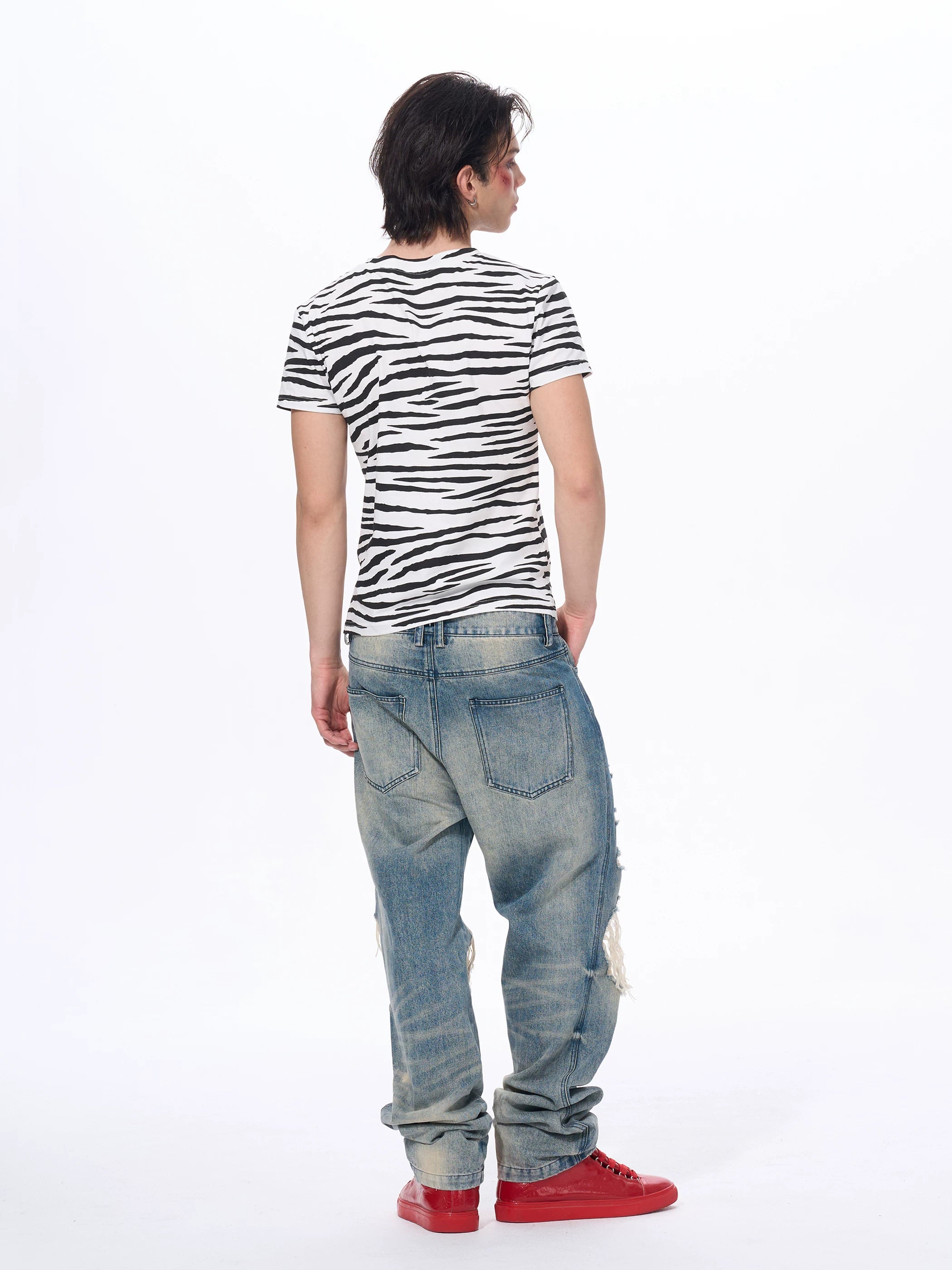 Zebra Print Letter Graphic Crew Neck Tee