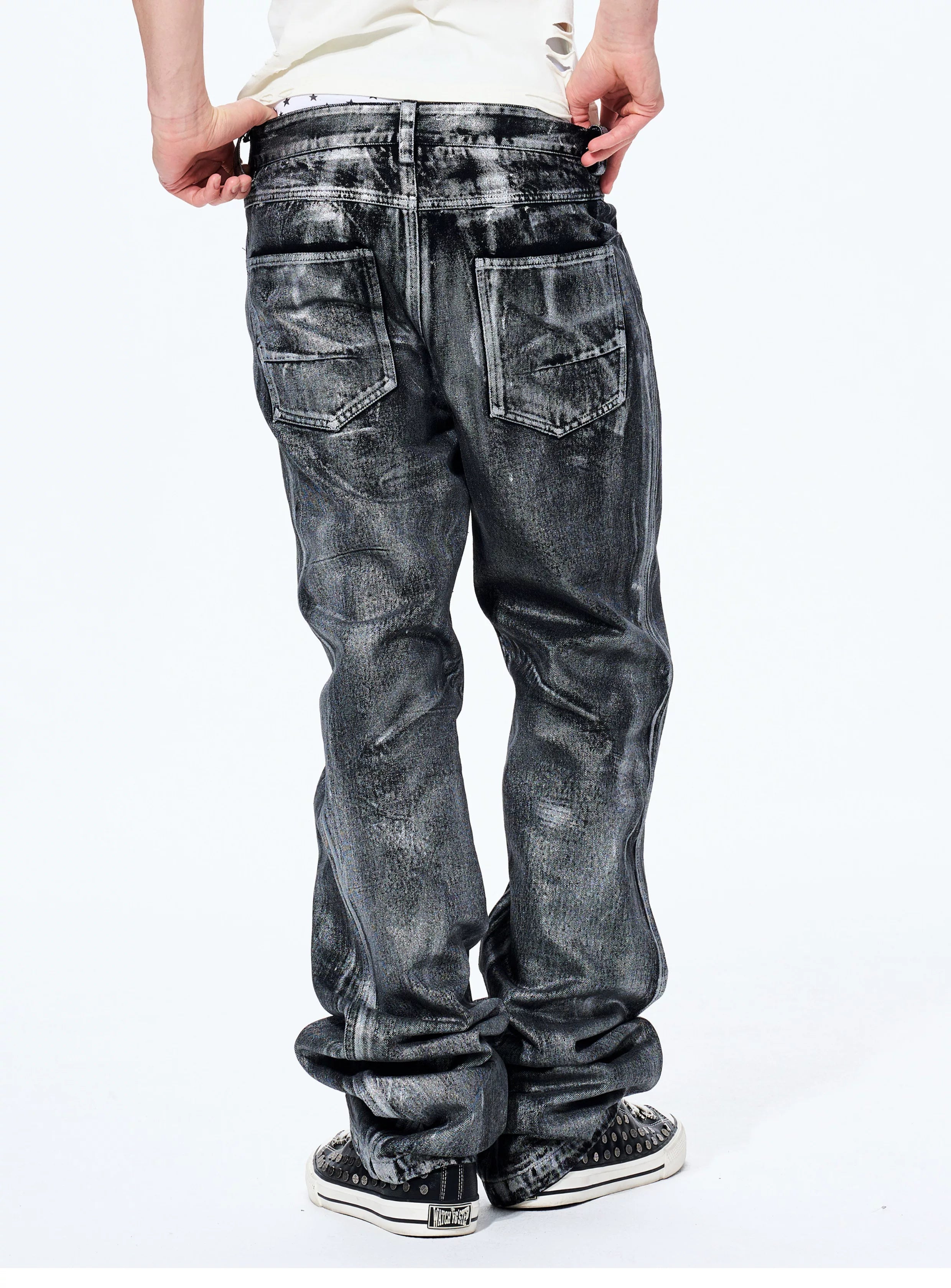 Men's Heavy Silver Straight Leg Jeans