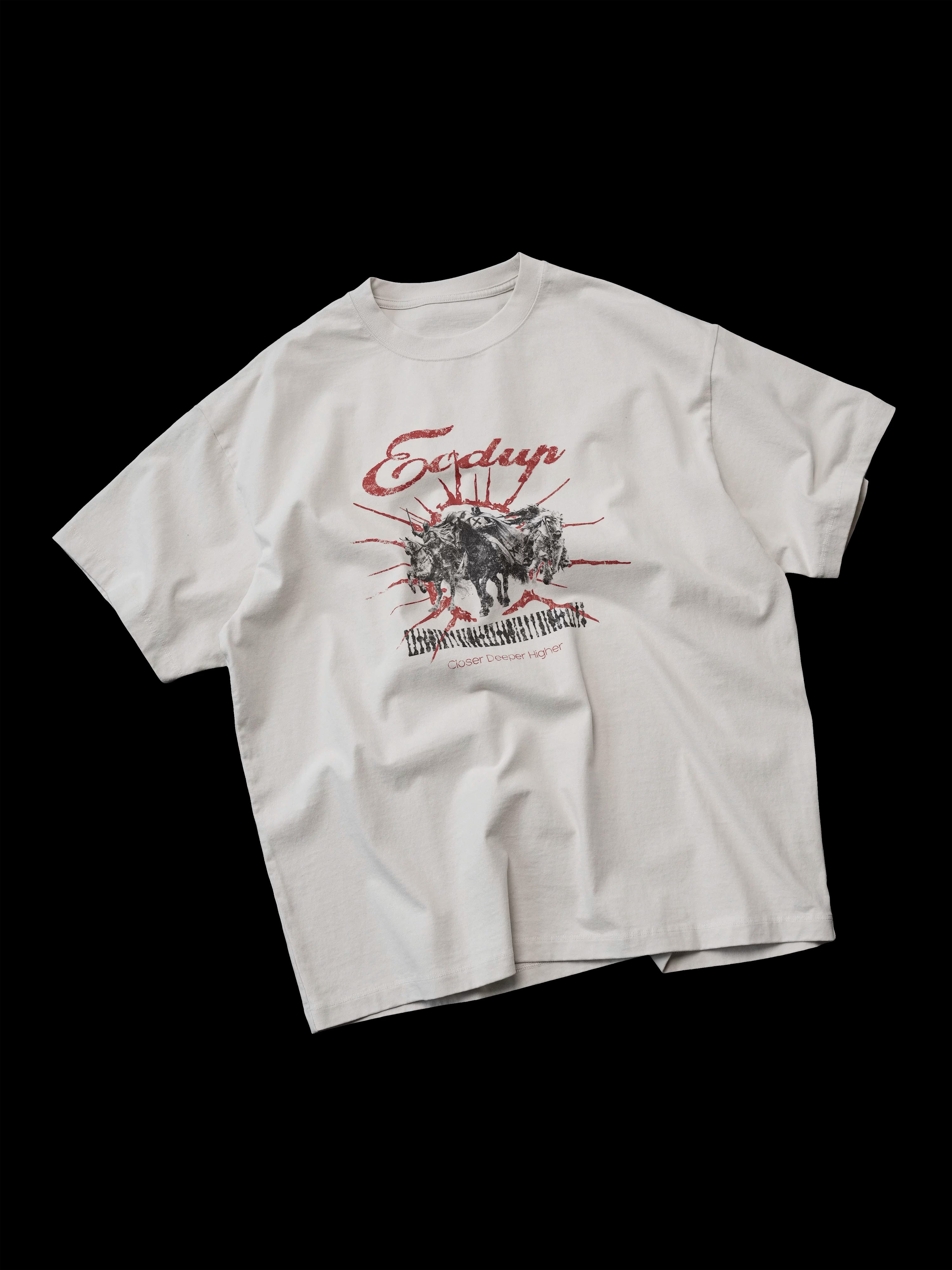 Vintage Washed Cream Printed Loose Tee