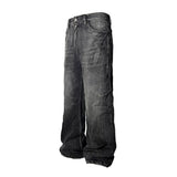 Heavy Wash Lightning Crack Flare Jeans
