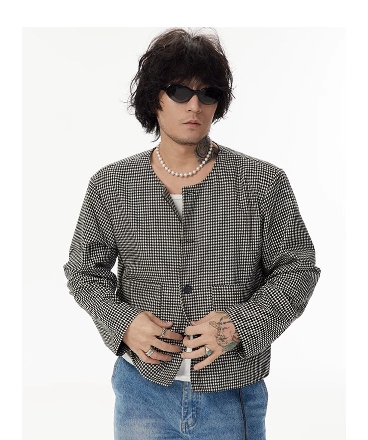 Men's Houndstooth Wool Blend Jacket