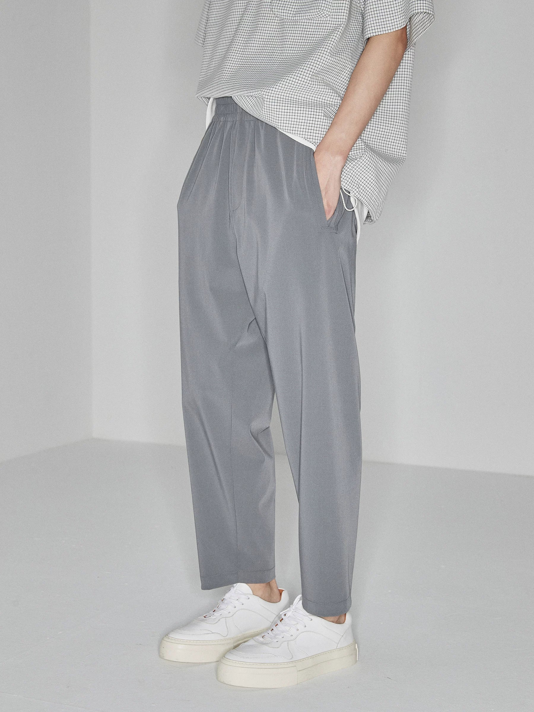Drapey Stretchy Elastic Waist Cropped Pants