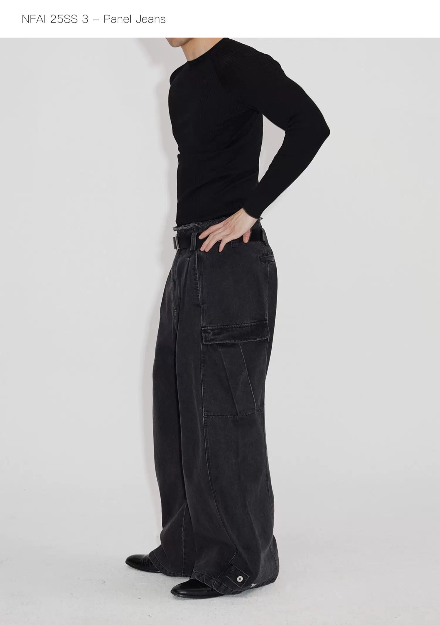 Three-Piece Raw Hem Curved Jeans