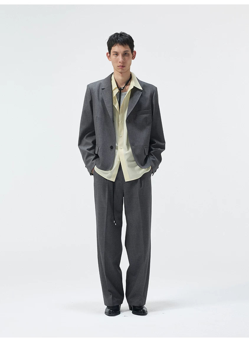 Short Two-Button Merino Wool Blazer