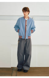 Men's Loose Color Block Bomber Jacket
