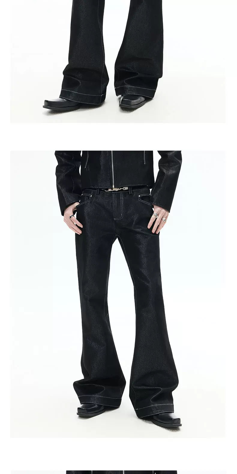 Mid Rise Flare Silver Riveted Jeans