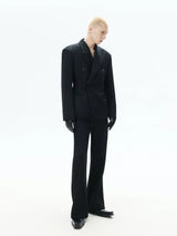 Loose Black Double-breasted Tailored Blazer
