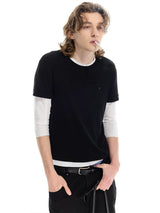 Lightweight Colorblock Two-in-one Three-quarter Sleeve Tee