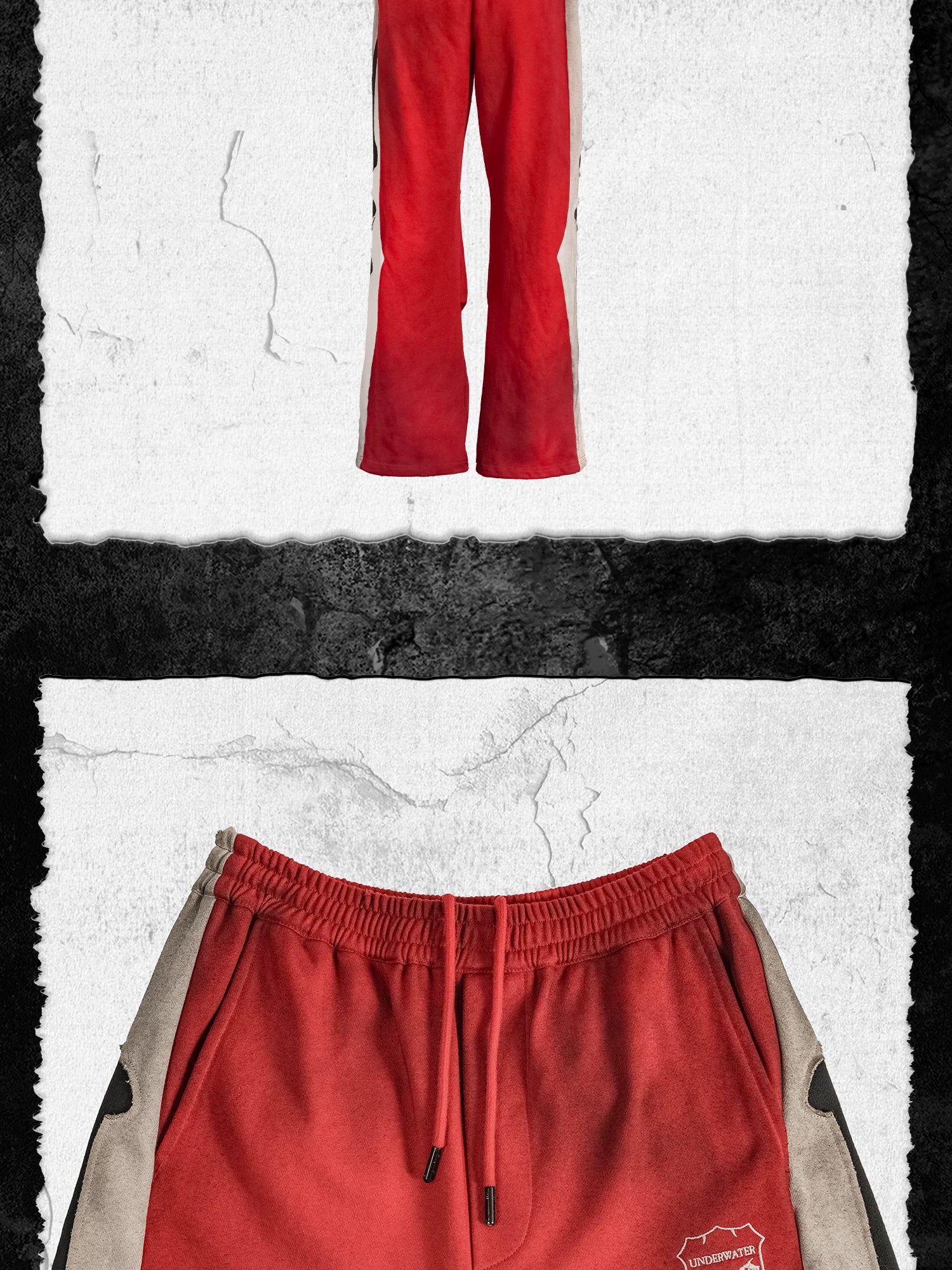 Skeleton Patchwork Color Block Distressed Sweatpants