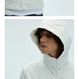 Short Detachable Hooded Waterproof Trench Coat