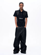 Men's Silver Multi Pocket Wide-Leg Jeans