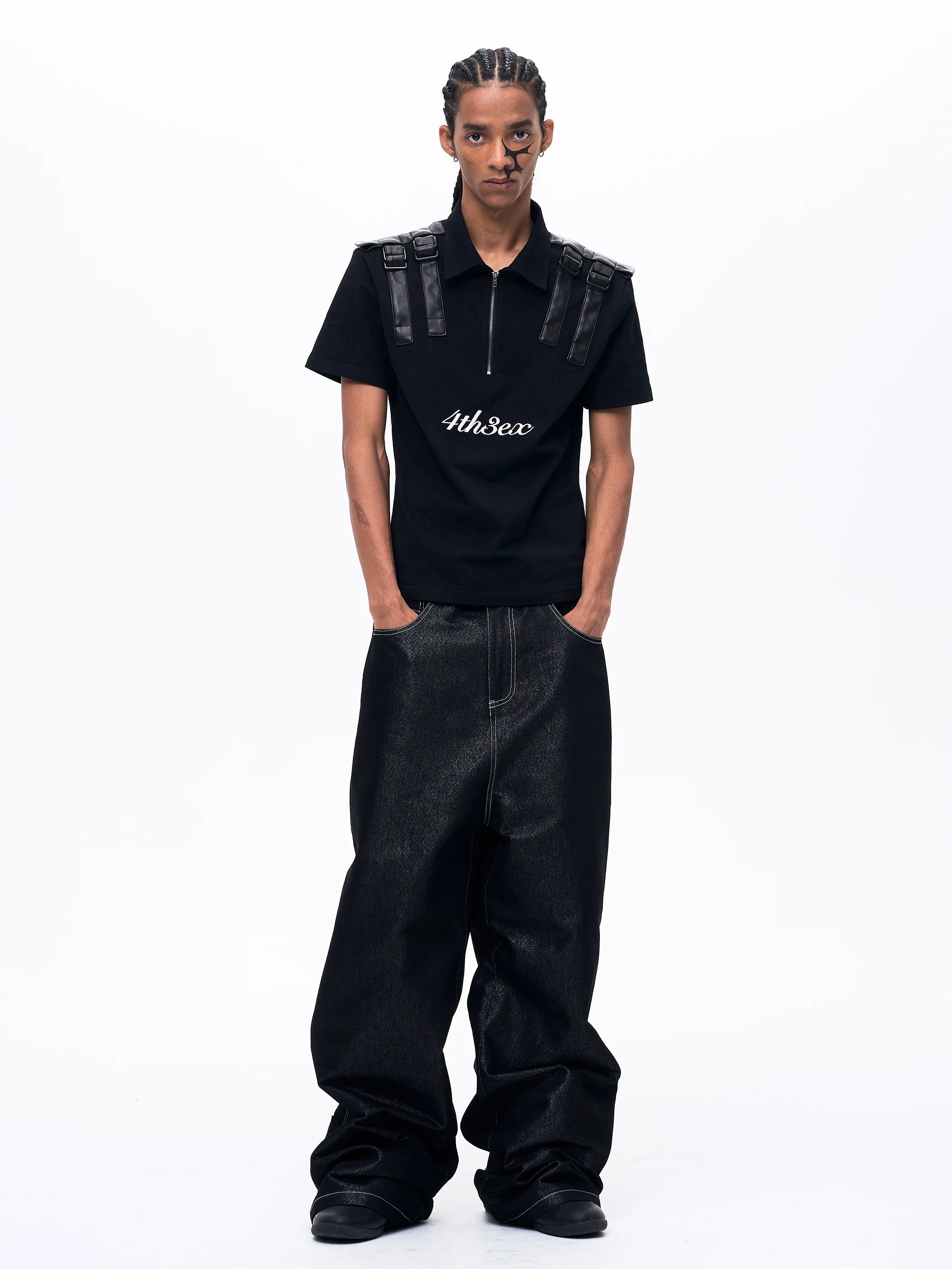 Men's Silver Multi Pocket Wide-Leg Jeans