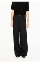 Oil-Lined Color Block Straight Equestrian Pants