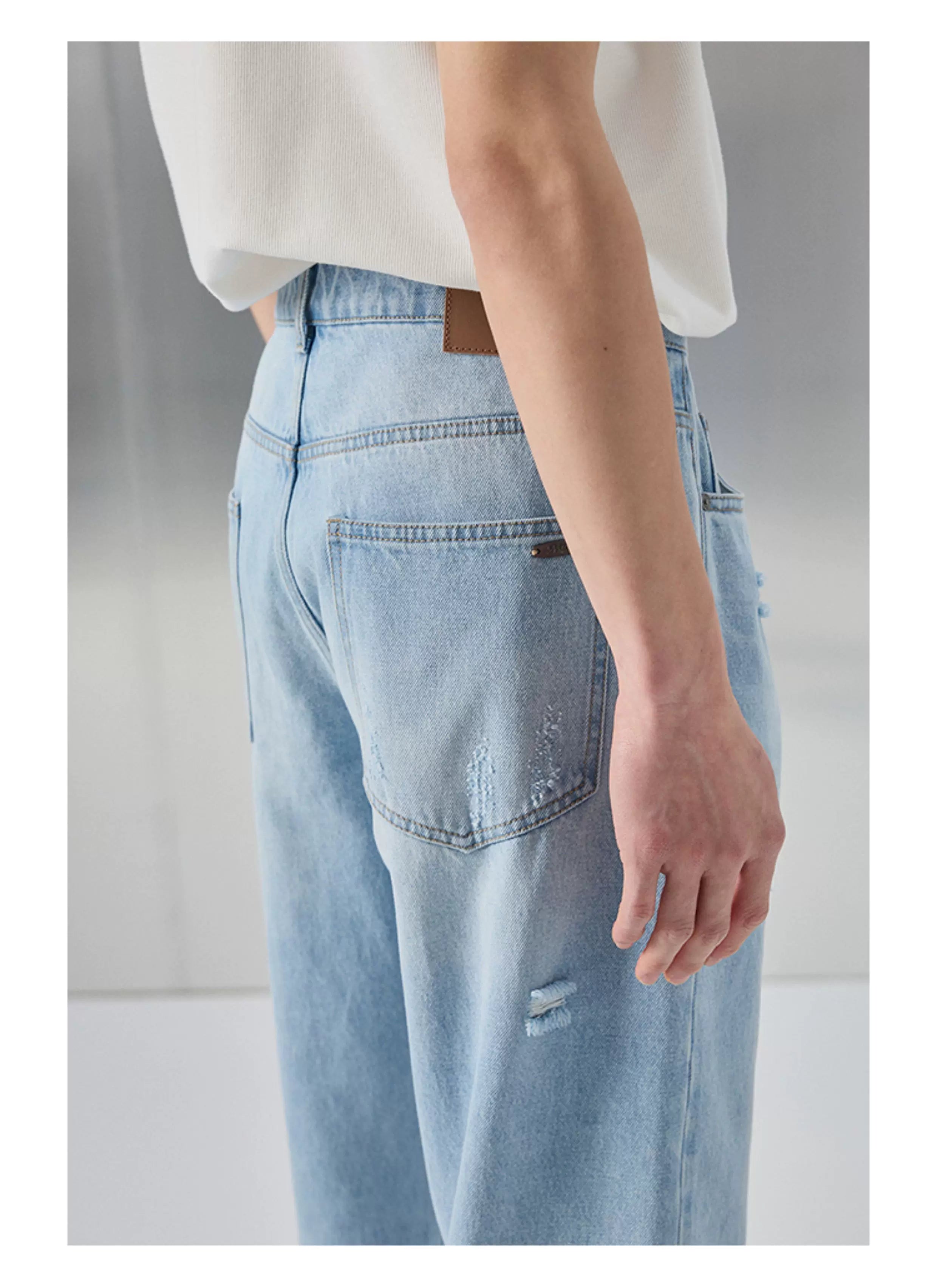 Distressed Patched Denim Pants