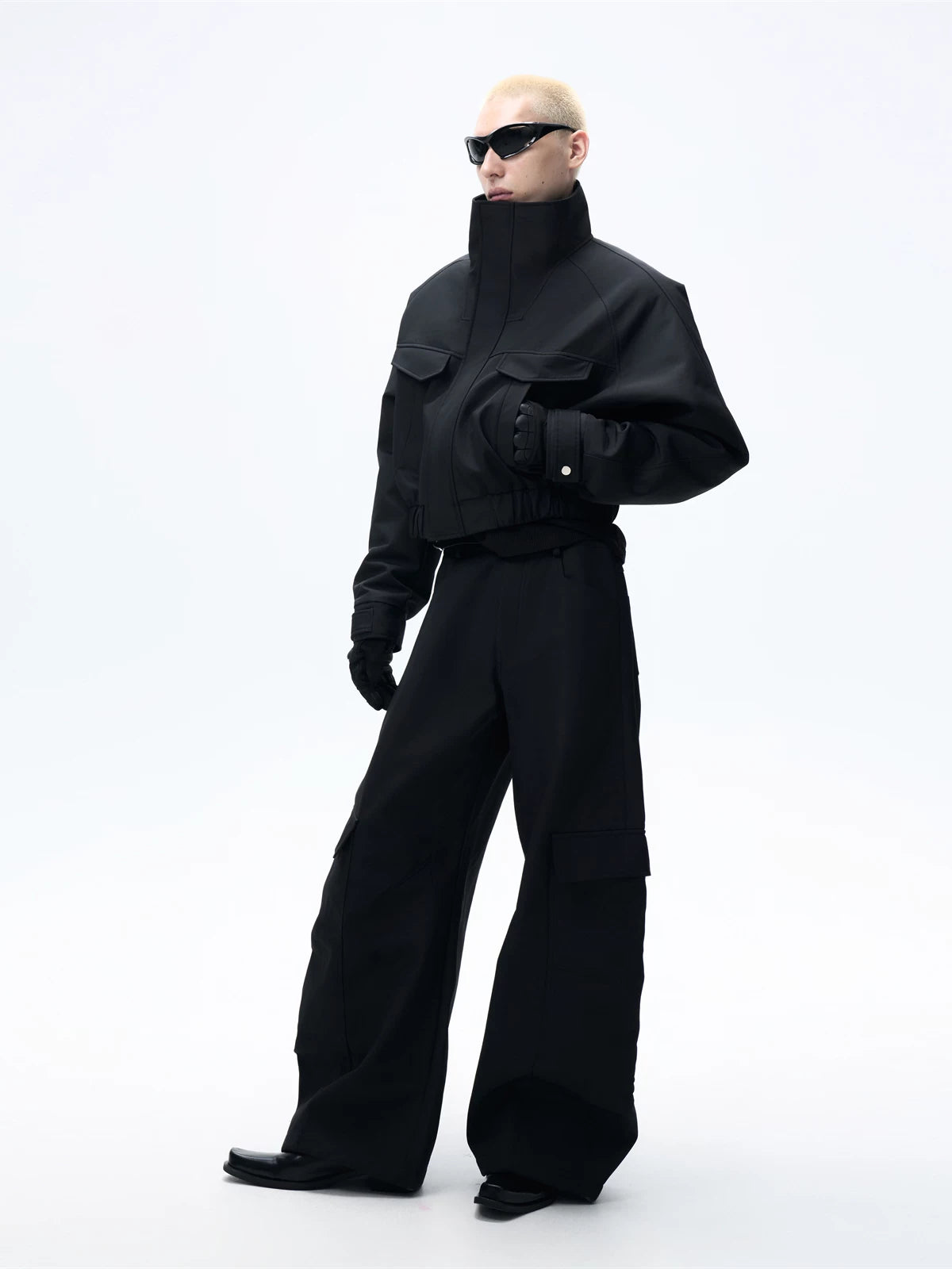 Short Stand Collar Faux Fur Jacket