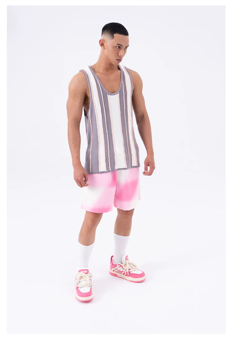 Men's Loose Striped Knit Tank Top