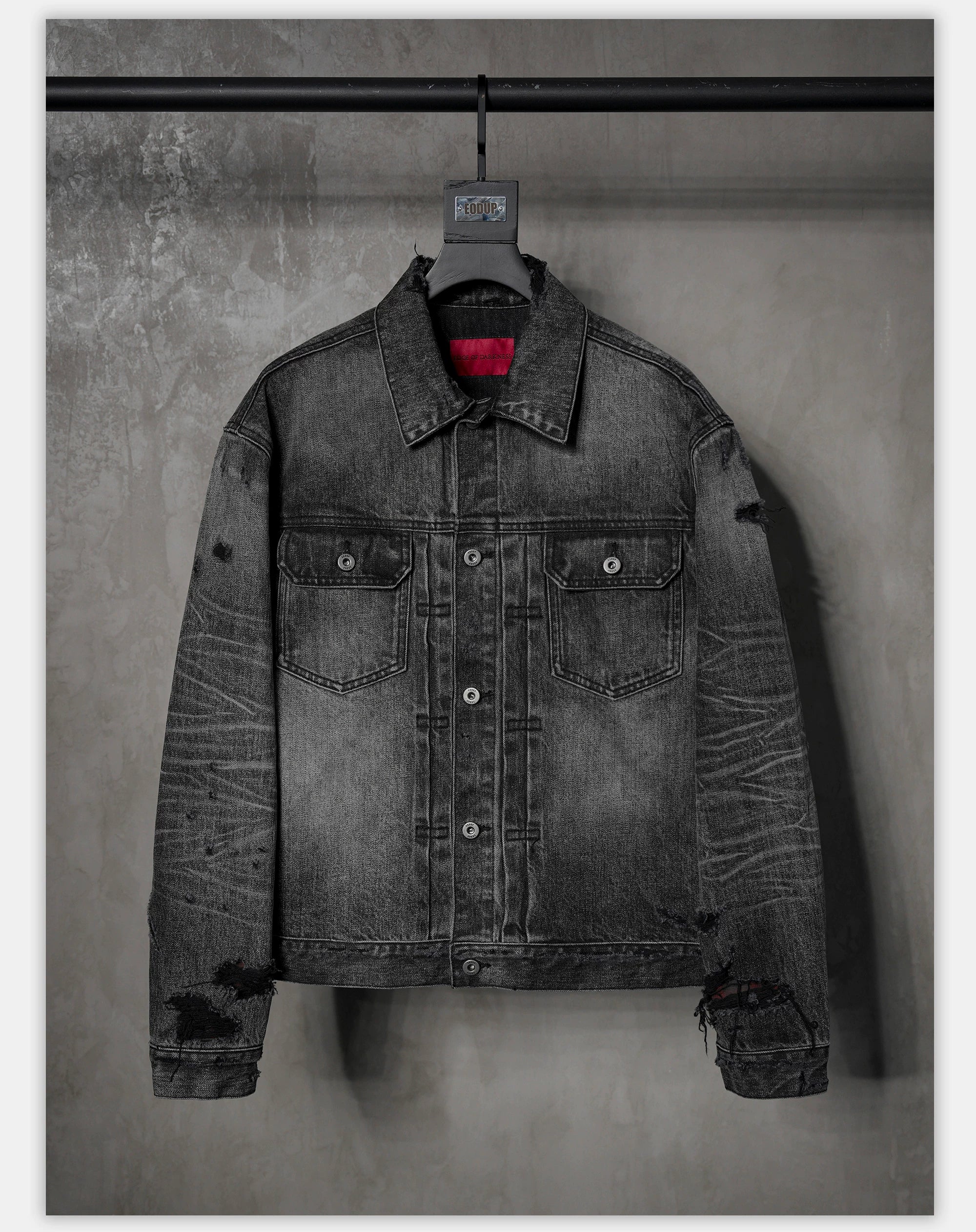 Washed Grey Plaid Lined Denim Jacket